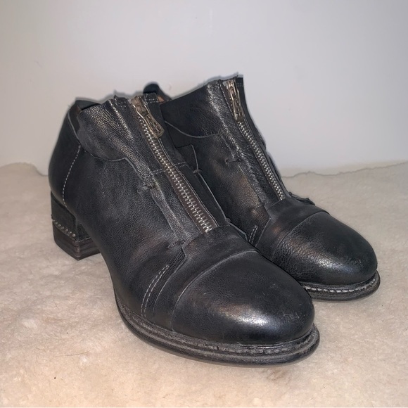 A.S. 98 Black Leather Ankle Boots Zipper 38 - Picture 1 of 10